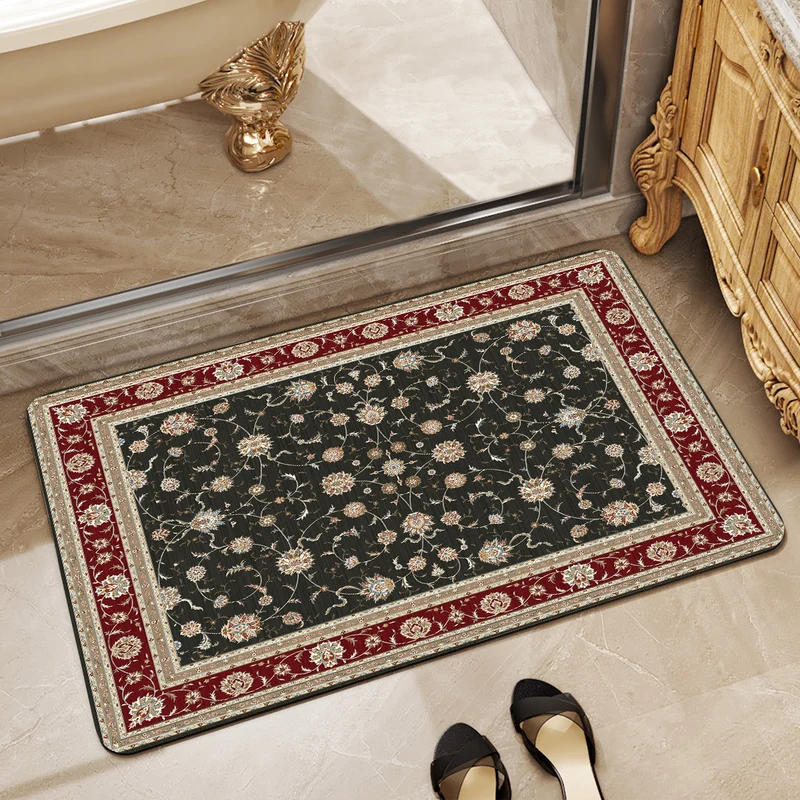 Elegant Floral Bathroom Area Mat Stornfield