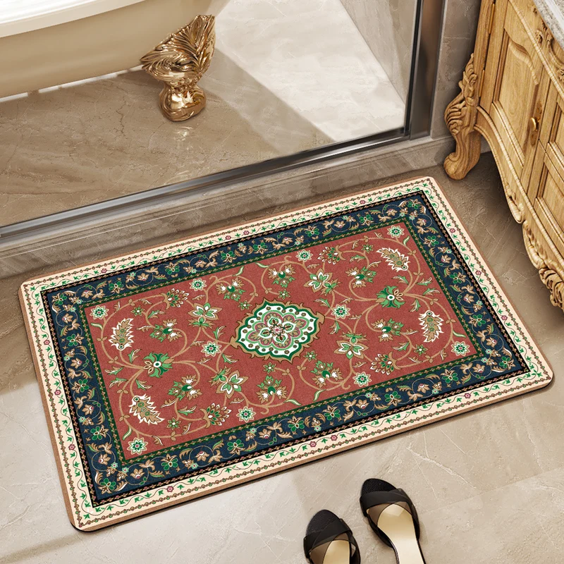 Elegant Floral Bathroom Area Mat Stornfield