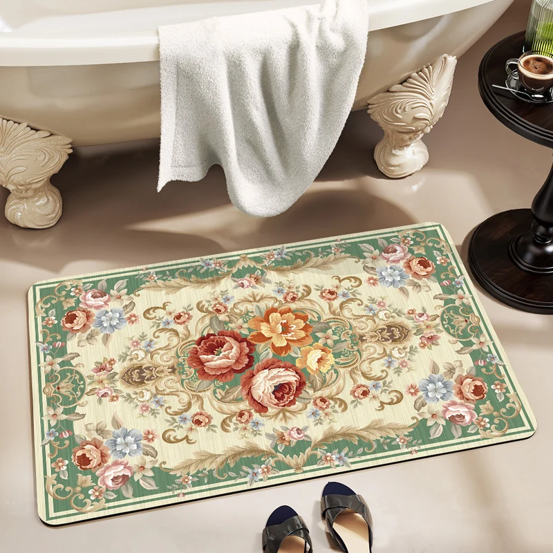 Elegant Floral Bathroom Area Mat Stornfield