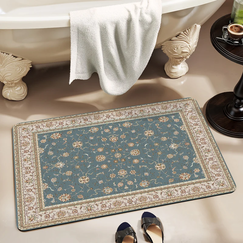 Elegant Floral Bathroom Area Mat Stornfield