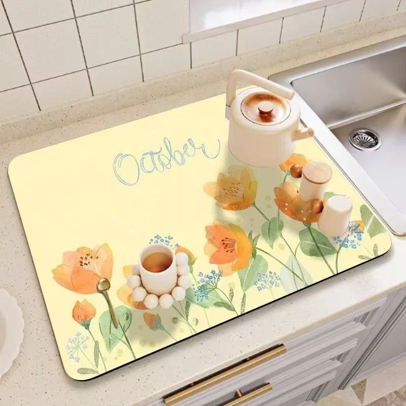 Decorative Floral Print Kitchen Counter Mat Stornfield