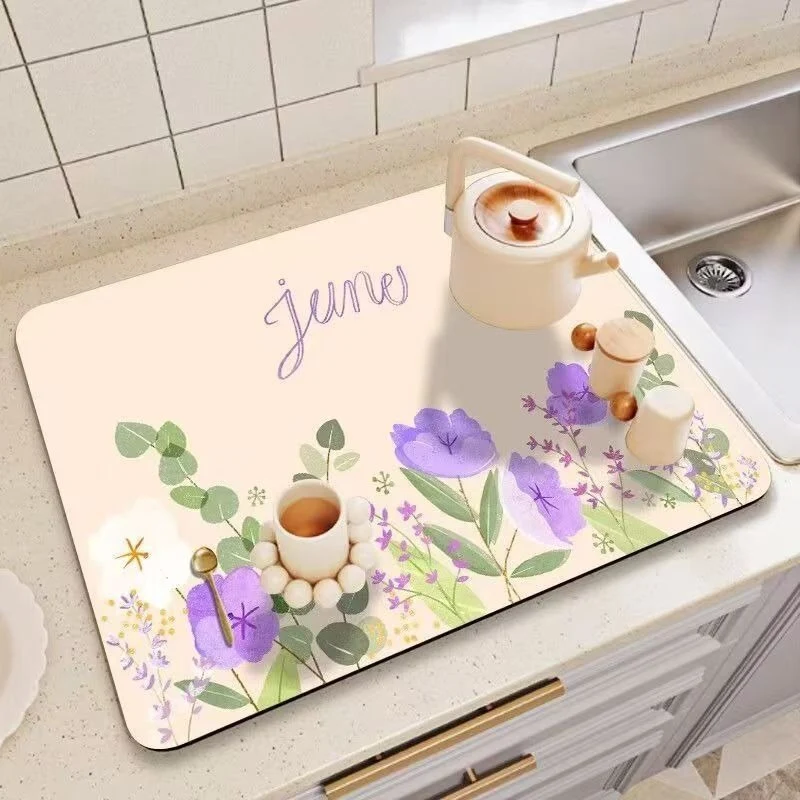Decorative Floral Print Kitchen Counter Mat Stornfield