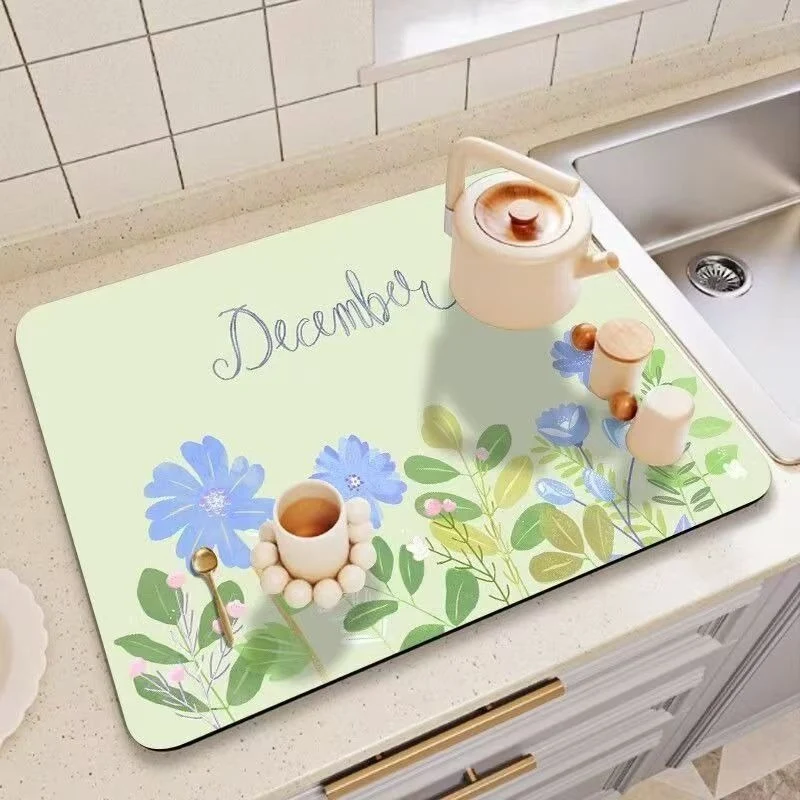 Decorative Floral Print Kitchen Counter Mat Stornfield
