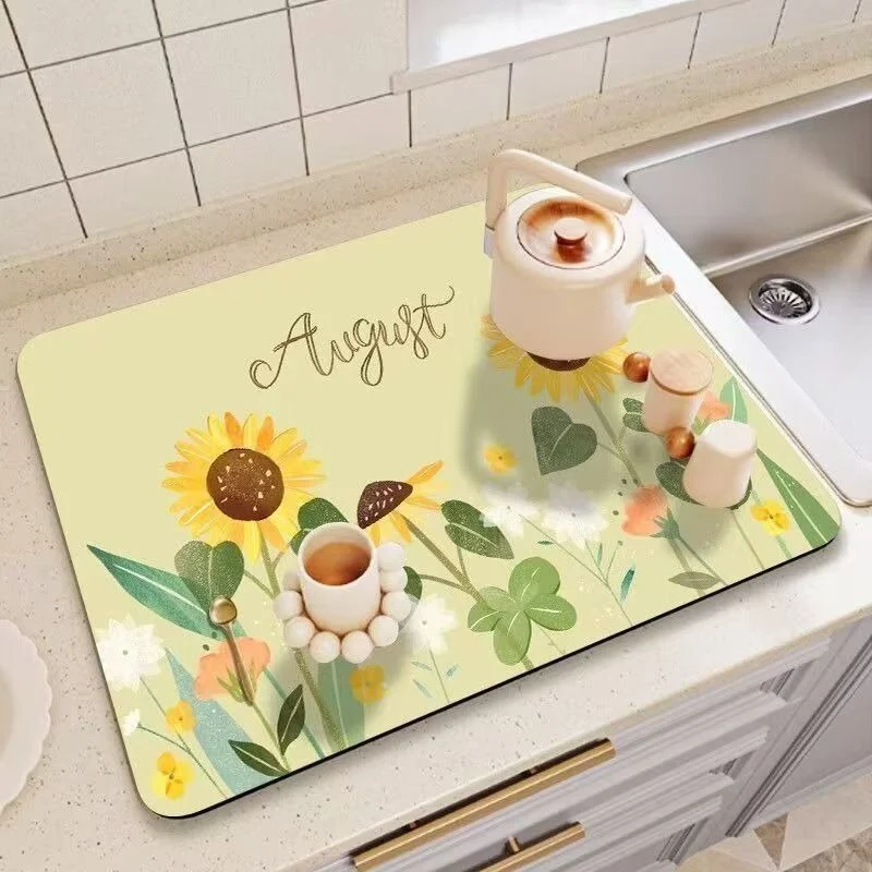 Decorative Floral Print Kitchen Counter Mat Stornfield