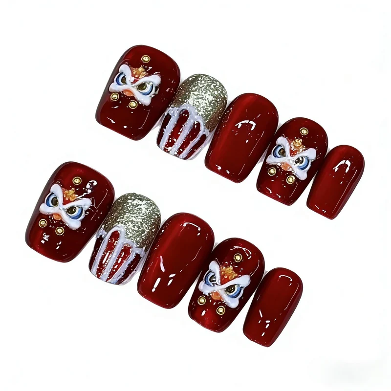 Artistic Press-On Nail Set with Detailed Themed Designs Stornfield
