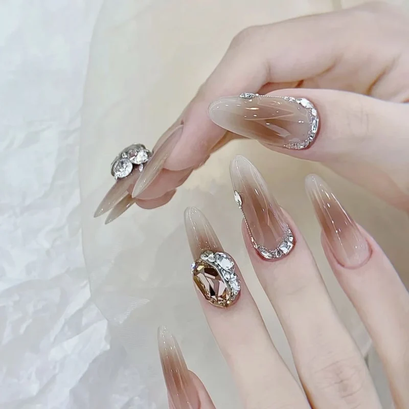 Artistic Premium Press-On Nail Art Set with Crystal Accents Stornfield