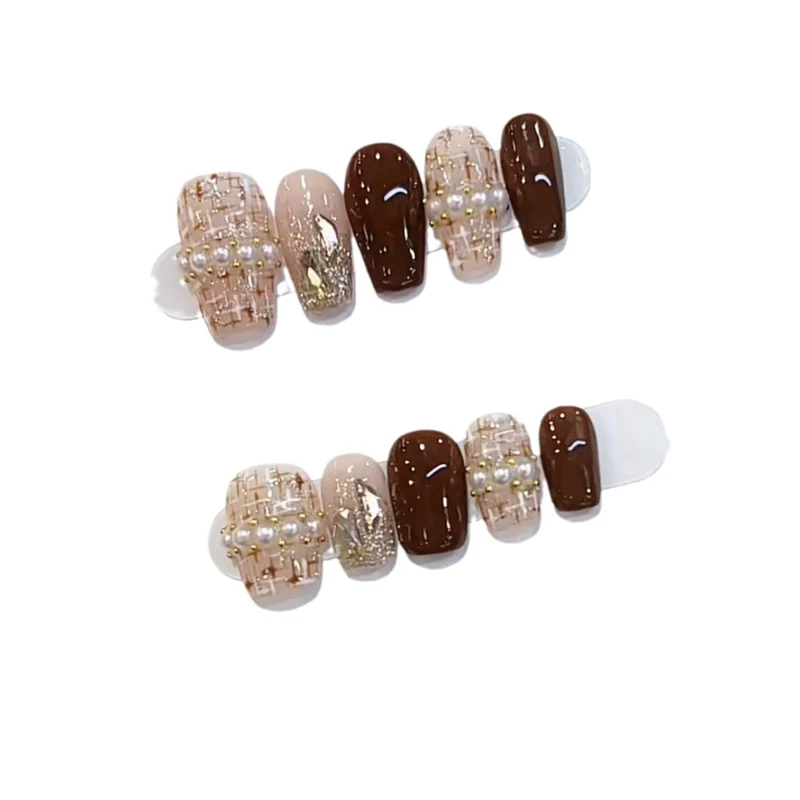 Elegant Pearl-Accent Press-On Nail Set Stornfield