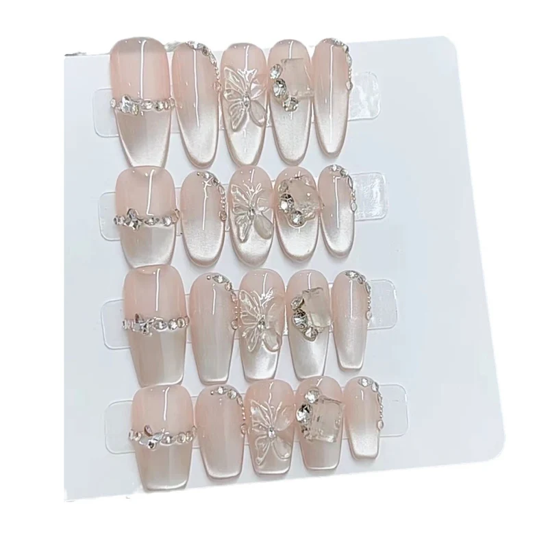 Elegant Butterfly and Rhinestone Press-On Nail Set Stornfield