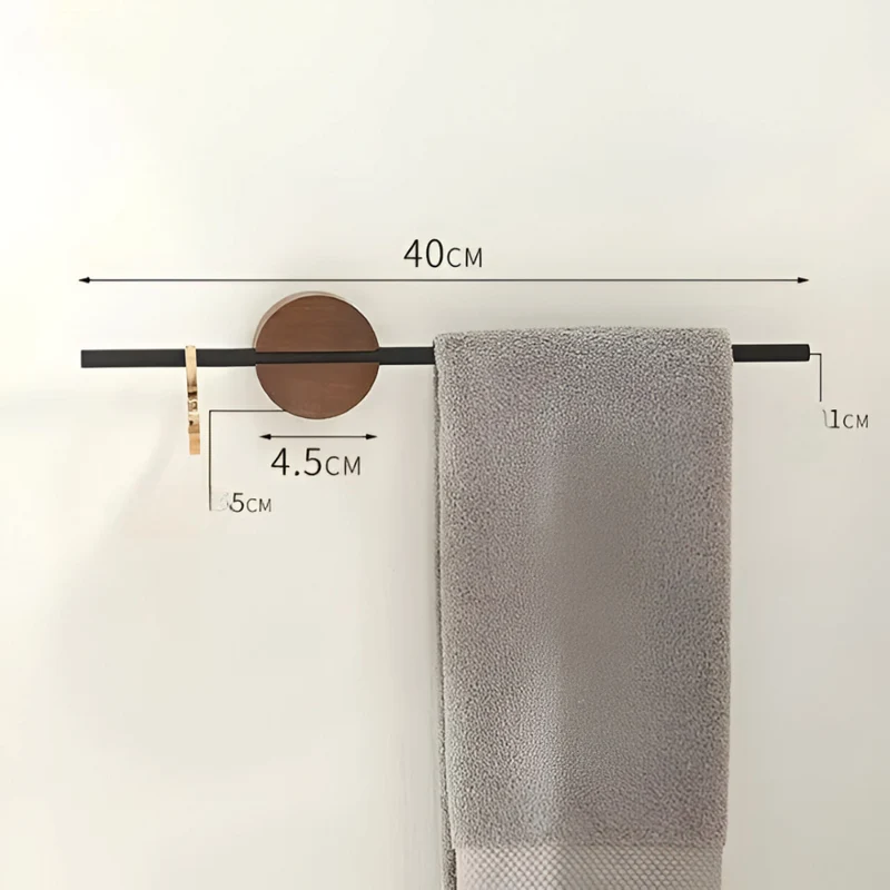 Handtuchhalter in Walnussoptik aus Aluminium 40/50 cm Wandmontage für Bad und Küche