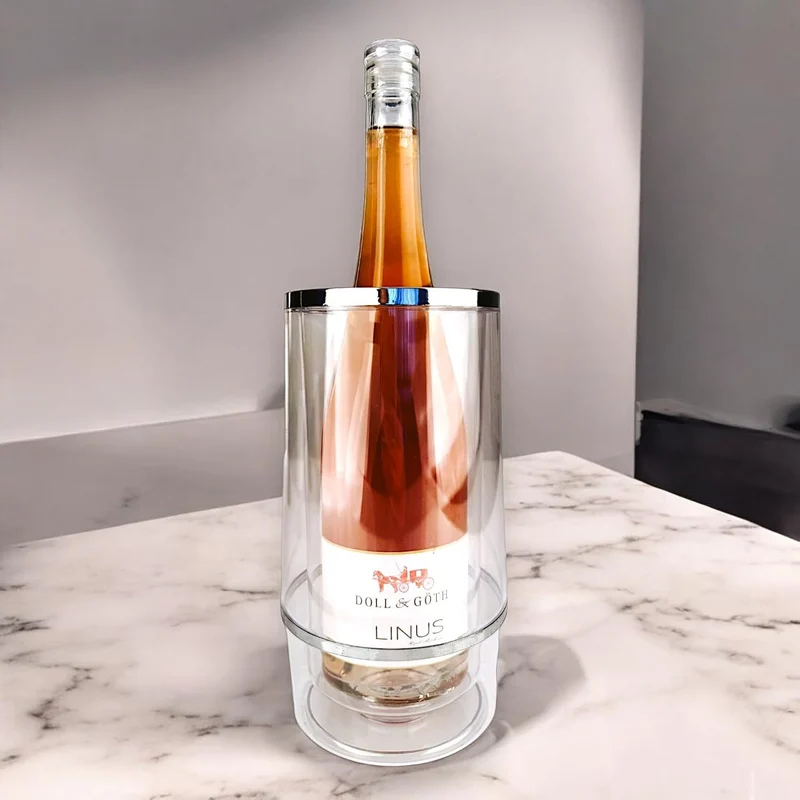 Doppelwandiger Acryl Weinkühler für Wein & Sekt – Transparenter Kühler