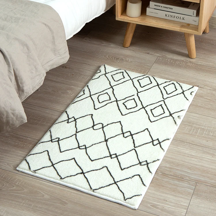 Soft high-pile bath mat rug with Berber-inspired diamond pattern Stornfield