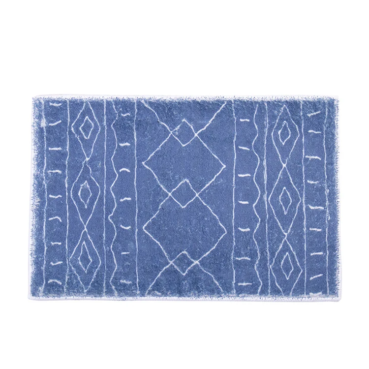 Soft high-pile bath mat rug with Berber-inspired diamond pattern Stornfield
