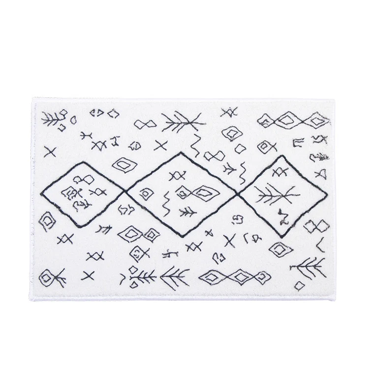 Soft high-pile bath mat rug with Berber-inspired diamond pattern Stornfield