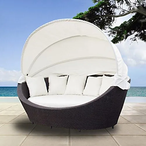 Sonneninsel Lounge XXL - Rattan Sonnenliege mit Sonnendach