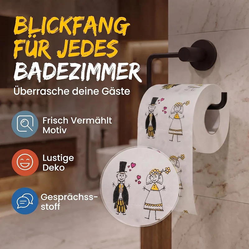 Just Married Toilettenpapier - Lustiges Hochzeitsgeschenk