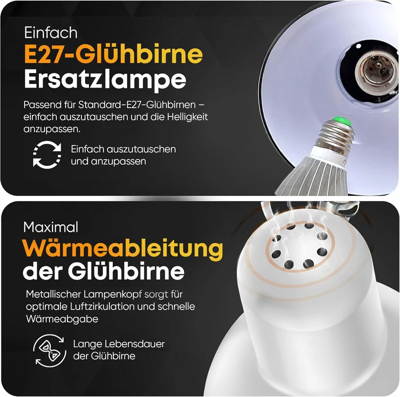 Retro Schreibtischlampe - Vintage Arbeitslampe mit Gelenk-Arm & LED