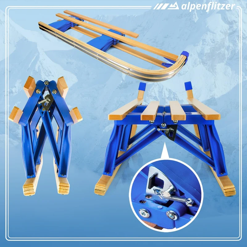 Klappbarer Holzschlitten 110 cm - Robuster Davoser Rodel