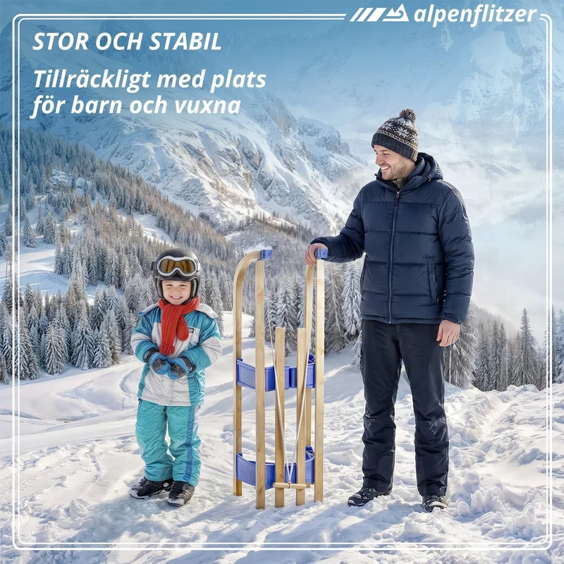 Klappbarer Holzschlitten 110 cm - Robuster Davoser Rodel