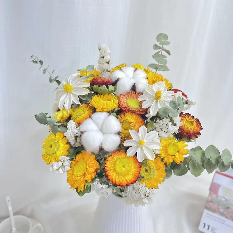 Getrocknete Blumen Baumwollanordnung