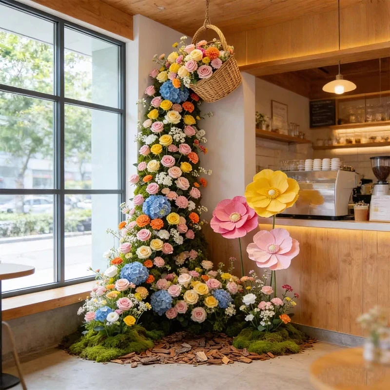 Dekorative florale Wandinstallation