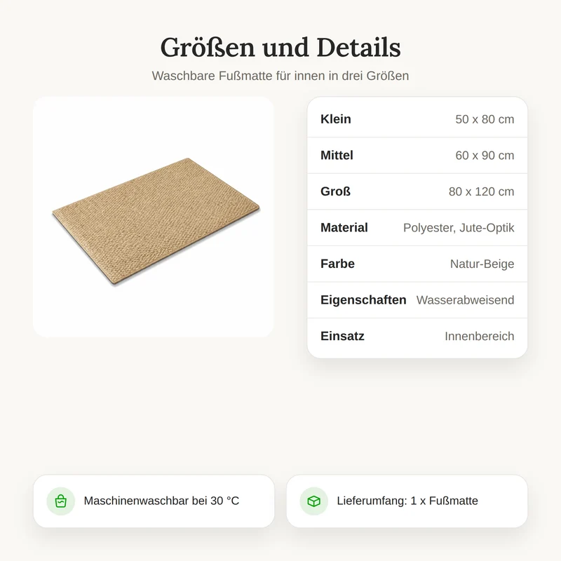 Waschbare Fußmatte für innen 50x80 bis 80x120 cm – Schmutzfangmatte für den Eingangsbereich