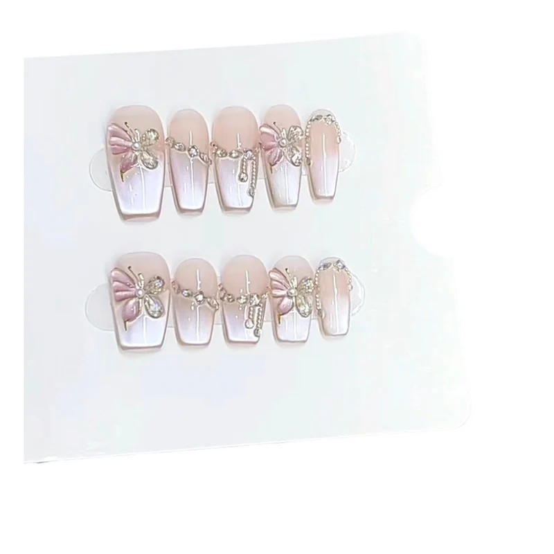 Rhinestone-dekorierte Press-On-Nagel-Set Karnz
