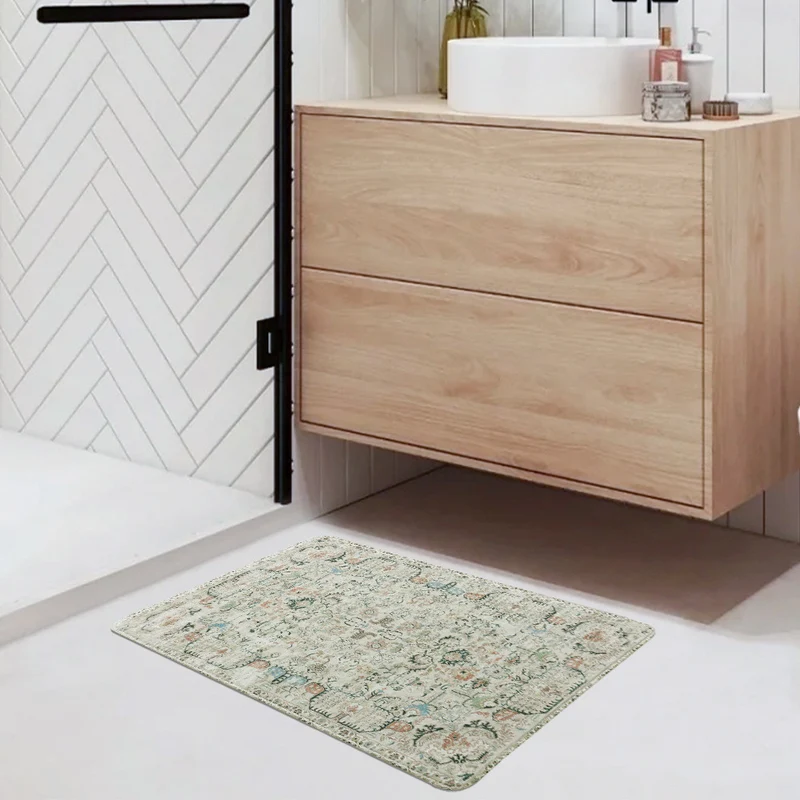 Vintage-inspired runner rug for hallway and kitchen with medallion pattern and non-slip backing Stornfield