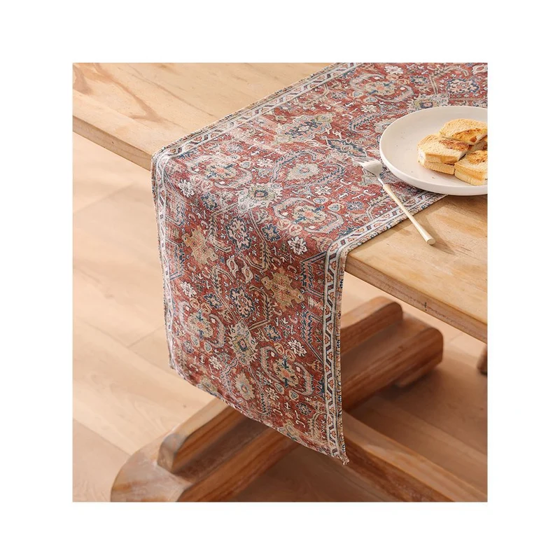 Table runner in Persian-inspired vintage pattern made of woven cotton blend Stornfield