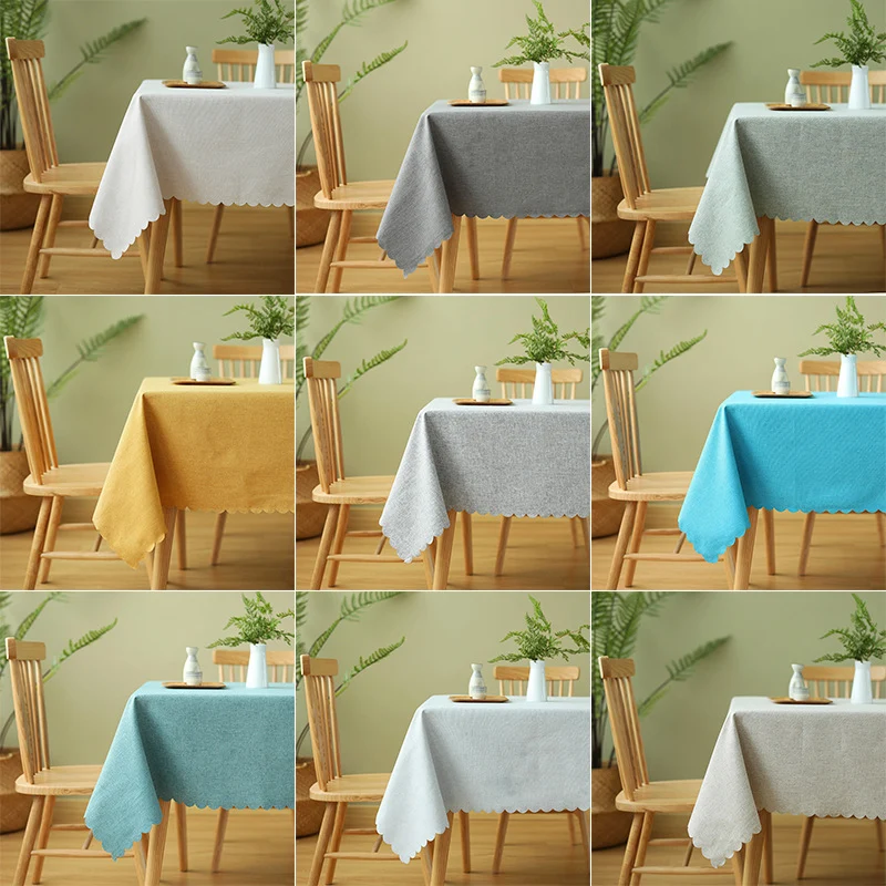Tablecloth made of cotton blend with wavy hem and textured surface Stornfield