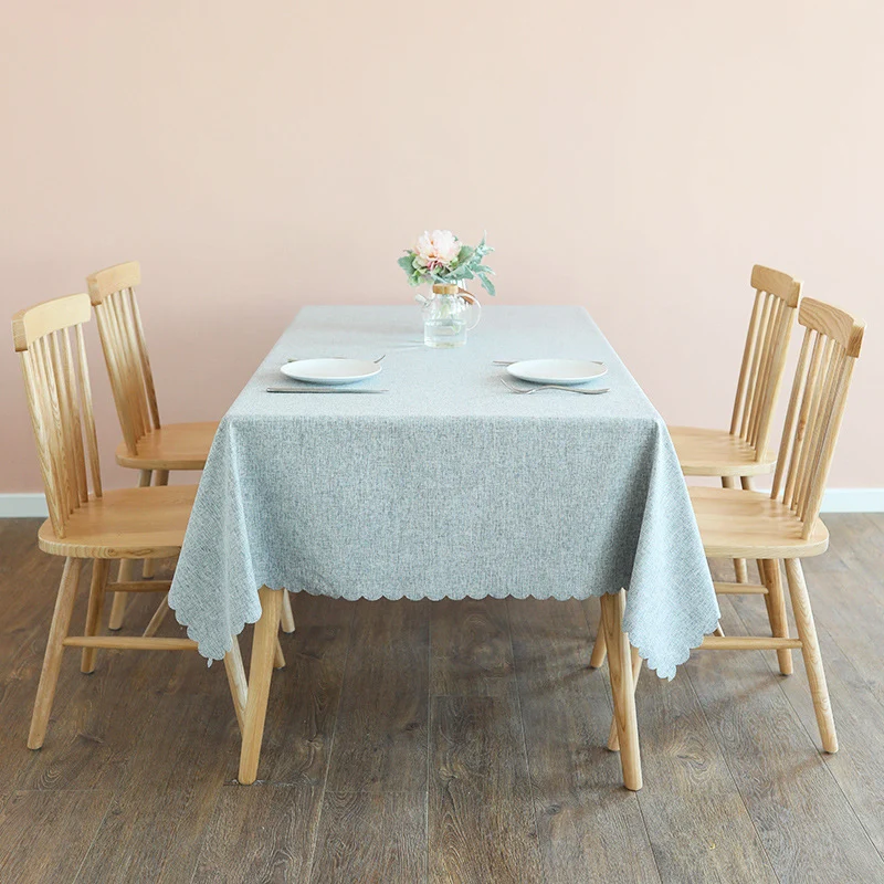 Tablecloth made of cotton blend with wavy hem and textured surface Stornfield