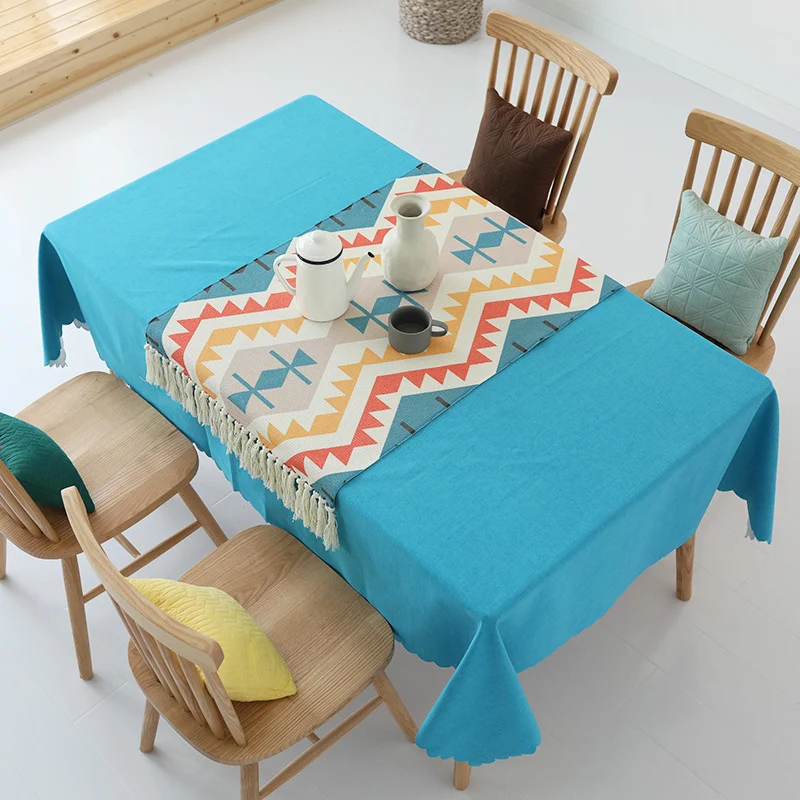 Tablecloth made of cotton blend with wavy hem and textured surface Stornfield