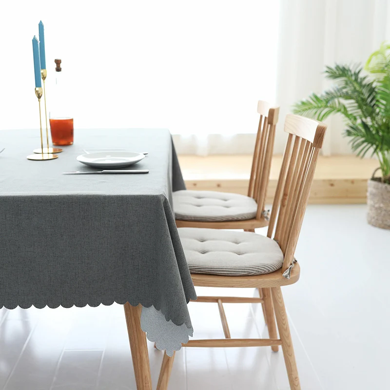Tablecloth made of cotton blend with wavy hem and textured surface Stornfield