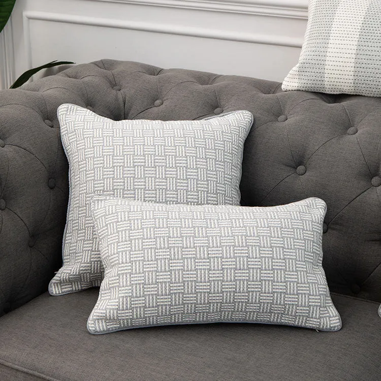 Structured decorative cushion cover with layered fringes and two-tone woven pattern Stornfield