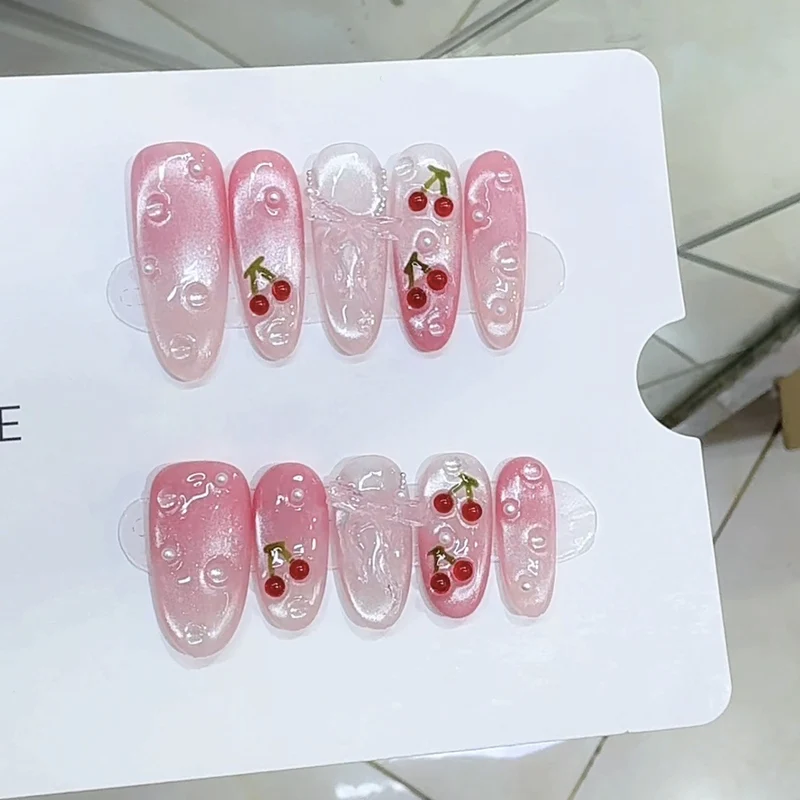 Kirsch-Themen Dekorative Press-On Nail Set Karnz