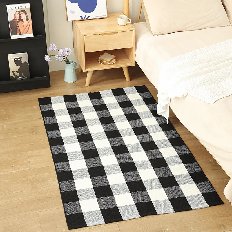 Modern flat-weave area rug with contrasting stripes and non-slip underside Stornfield