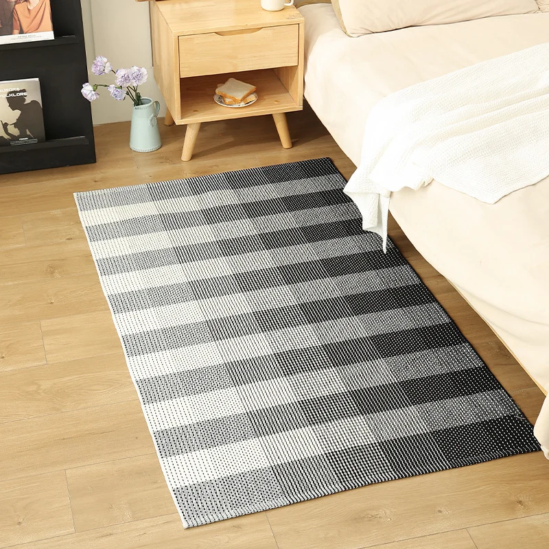 Modern flat-weave area rug with contrasting stripes and non-slip underside Stornfield