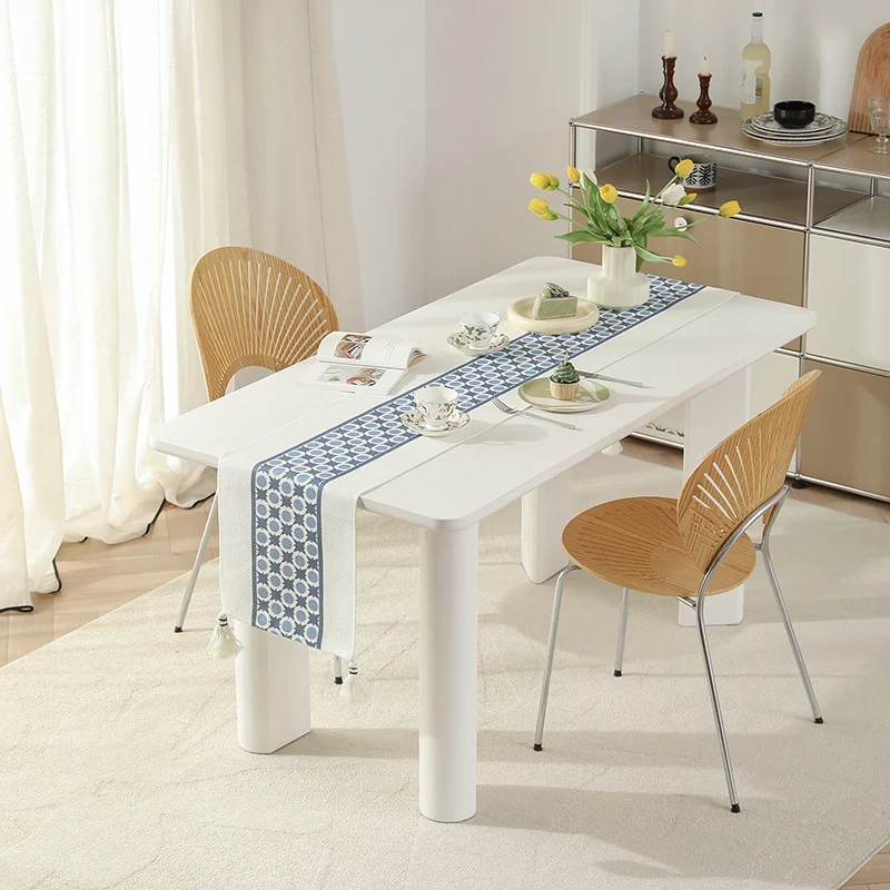 Handwoven decorative table runner with Ikat jacquard and tassels Stornfield