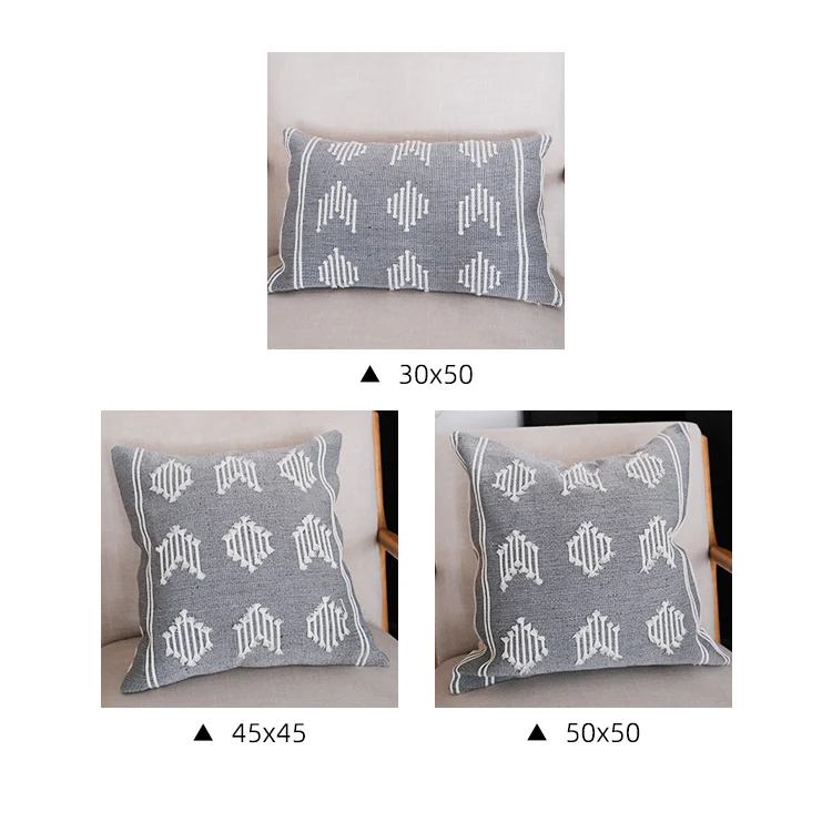 Woven decorative cushion cover with hand-tufted geometric pattern Stornfield