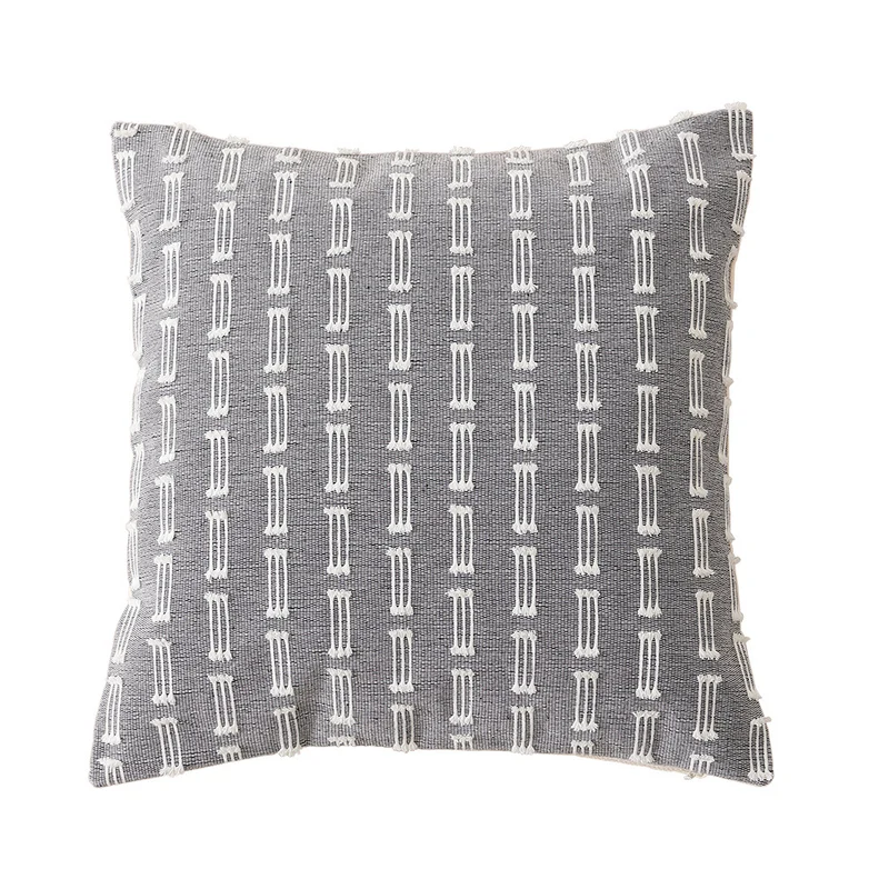 Woven decorative cushion cover with hand-tufted geometric pattern Stornfield