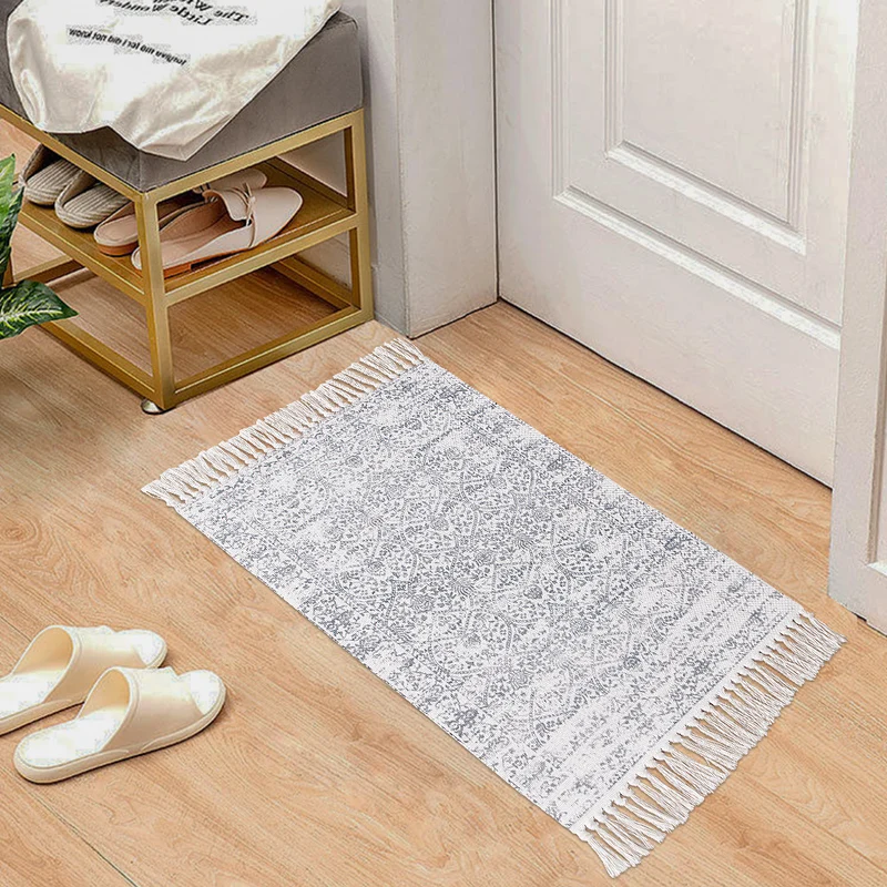 Woven vintage rug runner with fringes and oriental used look Stornfield
