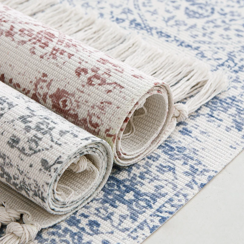 Woven vintage rug runner with fringes and oriental used look Stornfield