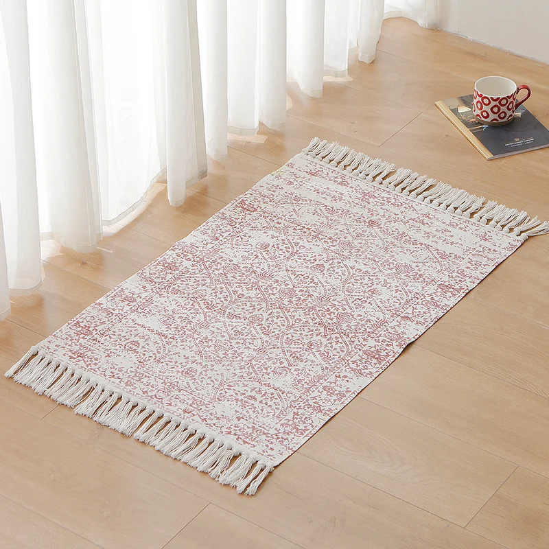 Woven vintage rug runner with fringes and oriental used look Stornfield