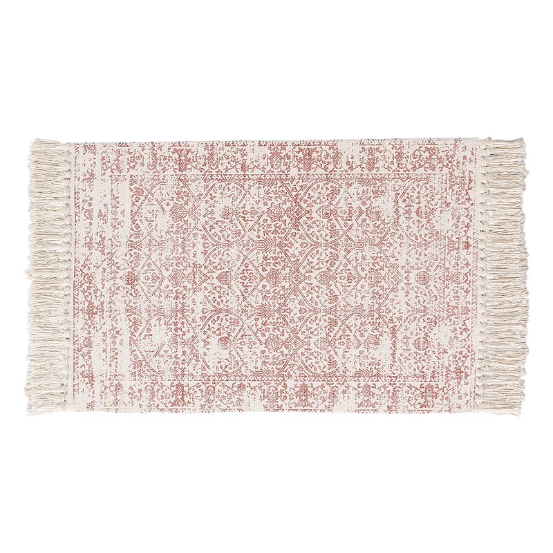 Woven vintage rug runner with fringes and oriental used look Stornfield