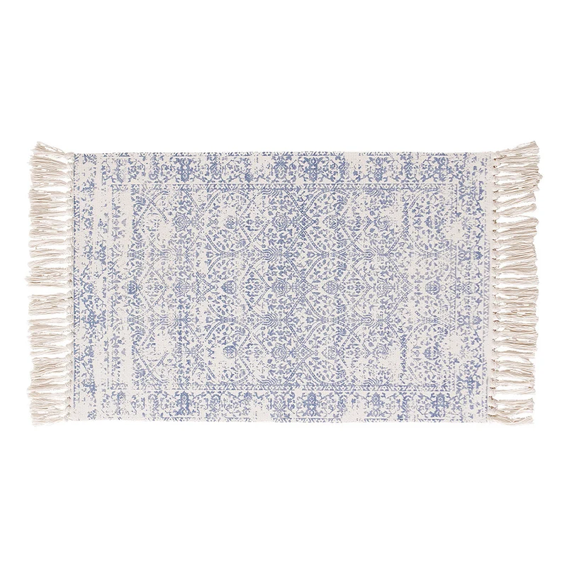 Woven vintage rug runner with fringes and oriental used look Stornfield