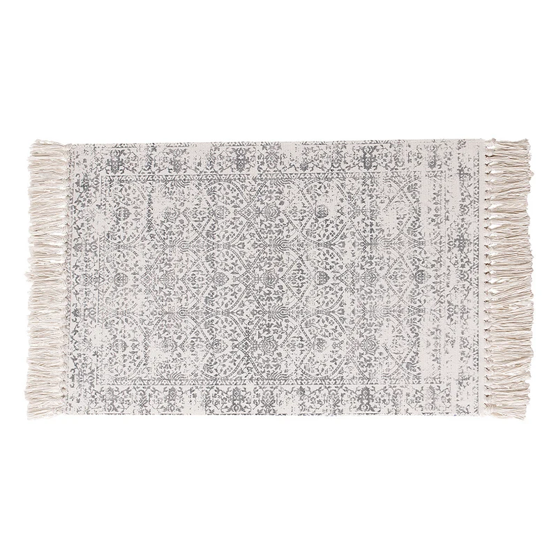 Woven vintage rug runner with fringes and oriental used look Stornfield