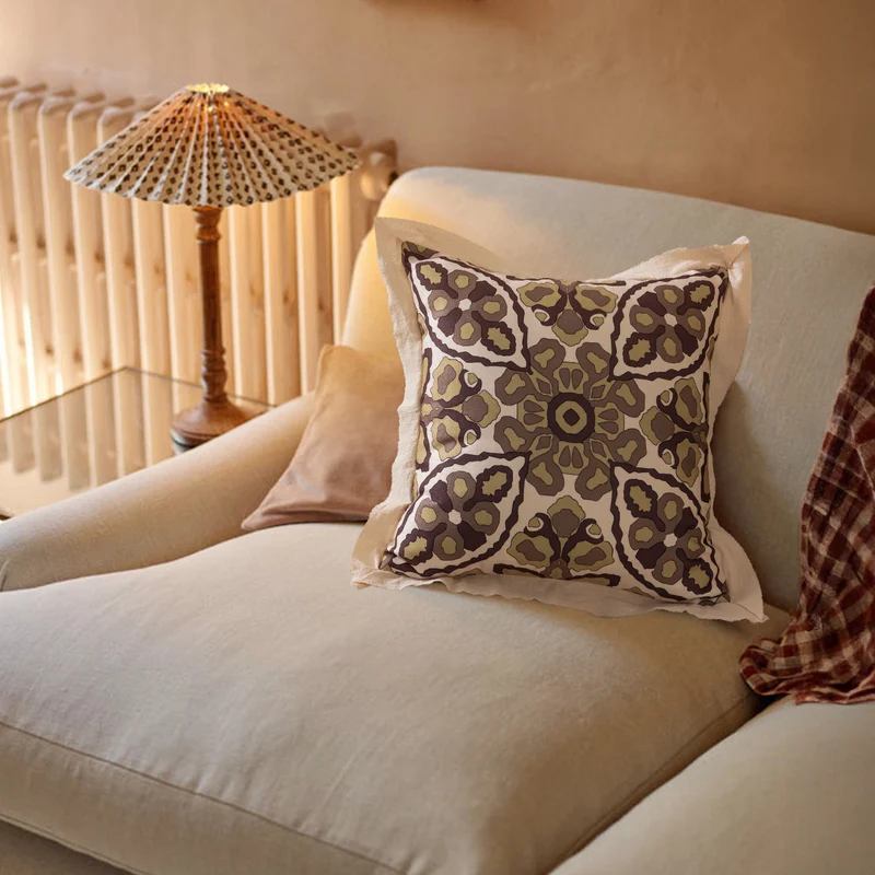 Decorative linen cushion cover with ethnic pattern Stornfield