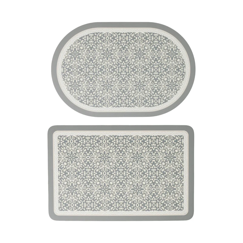 Bathroom Mat Set Stornfield with non-slip soft back underside and fine lace pattern look