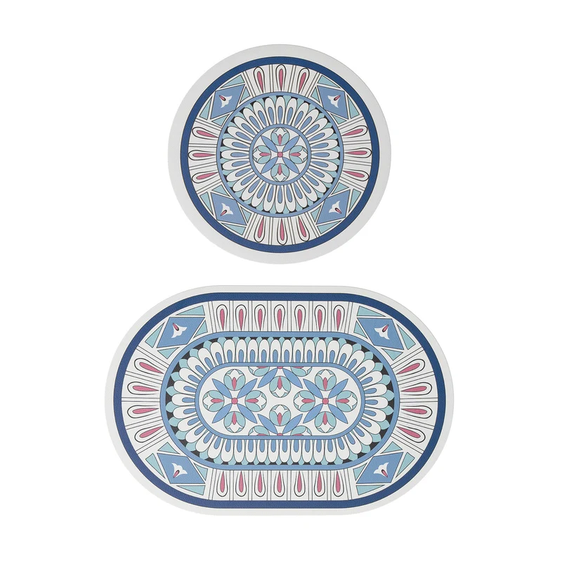 Bathroom Mat Set Stornfield with non-slip soft back underside and fine lace pattern look