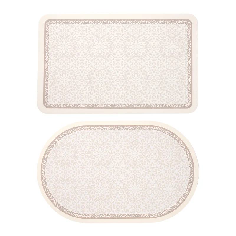 Stornfield Bath Mat Set made of soft microfiber with non-slip latex backing and delicate ornamental print