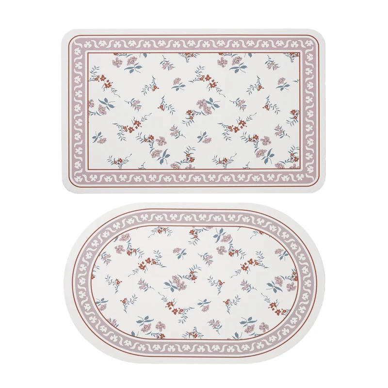 Stornfield Bath Mat Set made of soft microfiber with non-slip latex backing and delicate ornamental print
